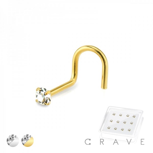 12PCS PACKAGE OF 925 STERLING SILVER NOSE SCREW WITH PRONG SET CLEAR CZ 12PCS PACKAGE OF 925 STERLING SILVER NOSE SCREW WITH PRONG SET CLEAR CZ